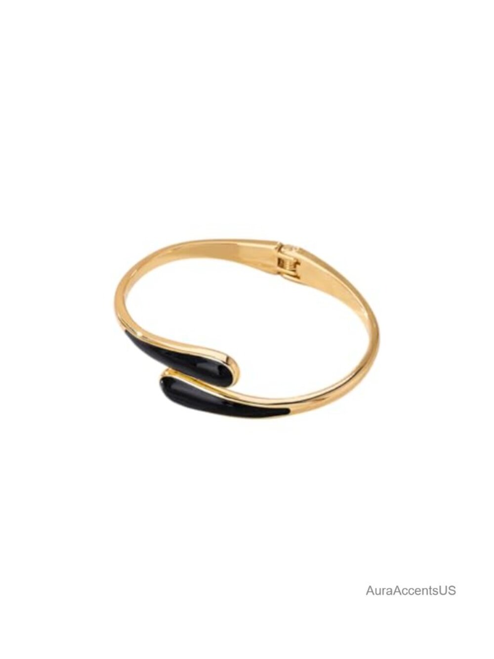 14K Gold-plated Enamel Teardrop Bangle Bracelet Open Statement